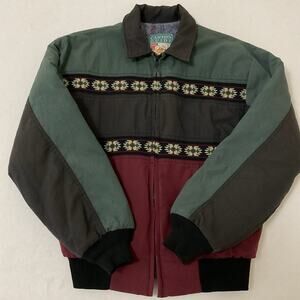 VTG Canyon Guide Bomber Jacket Medium Multicolor Aztec Print USA Blanket Lined